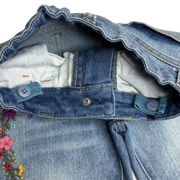 Cherokee Girls Jeans Sz 6X Light Blue Denim Wash Super Skinny Floral Embroidered - Picture 10 of 15